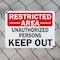 Signmission Restricted Area Unauthorized People Keep Out OSHA ANSI Sign, Plastic, 10in W x 7in L, 2PK OS-2PACK-MISC-P-710-L-19512 - alternate 2
